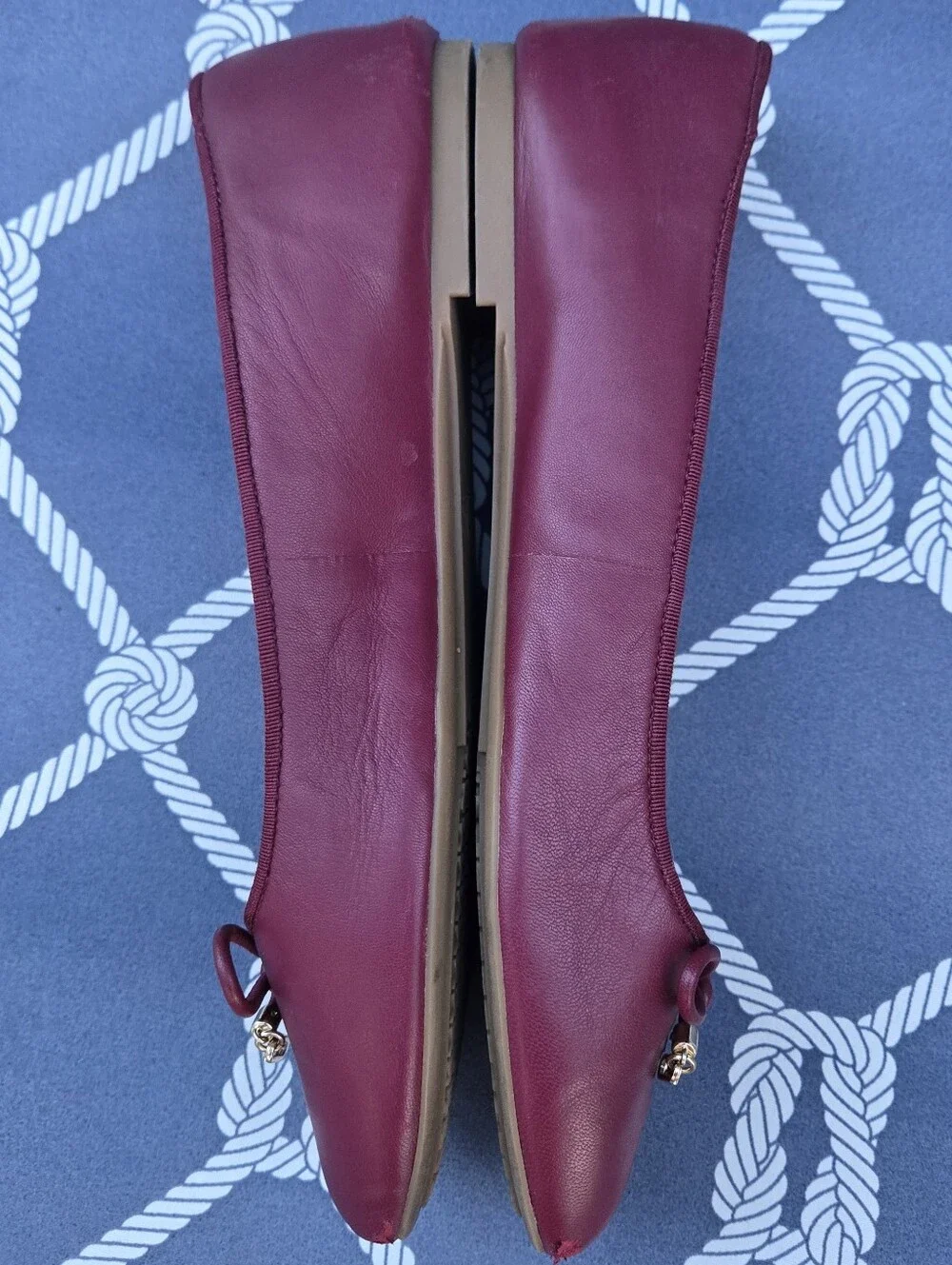 Michael Kors Nori Flex Flat Mulberry/Wine/Dark Red MK Ballet Flats Bow Charm 7.5
